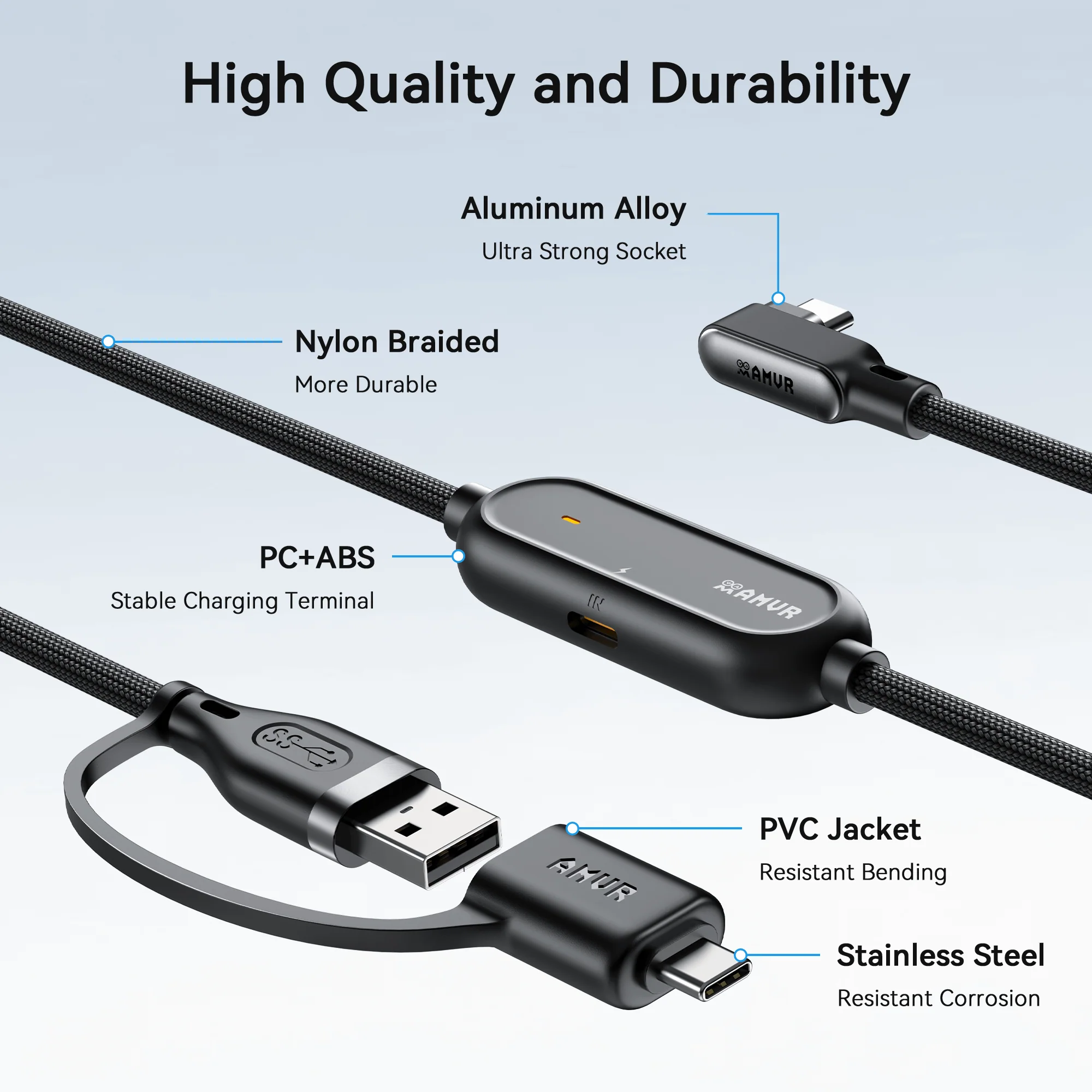 Braided Link Cable with Charging Support & Adapter - Image 4
