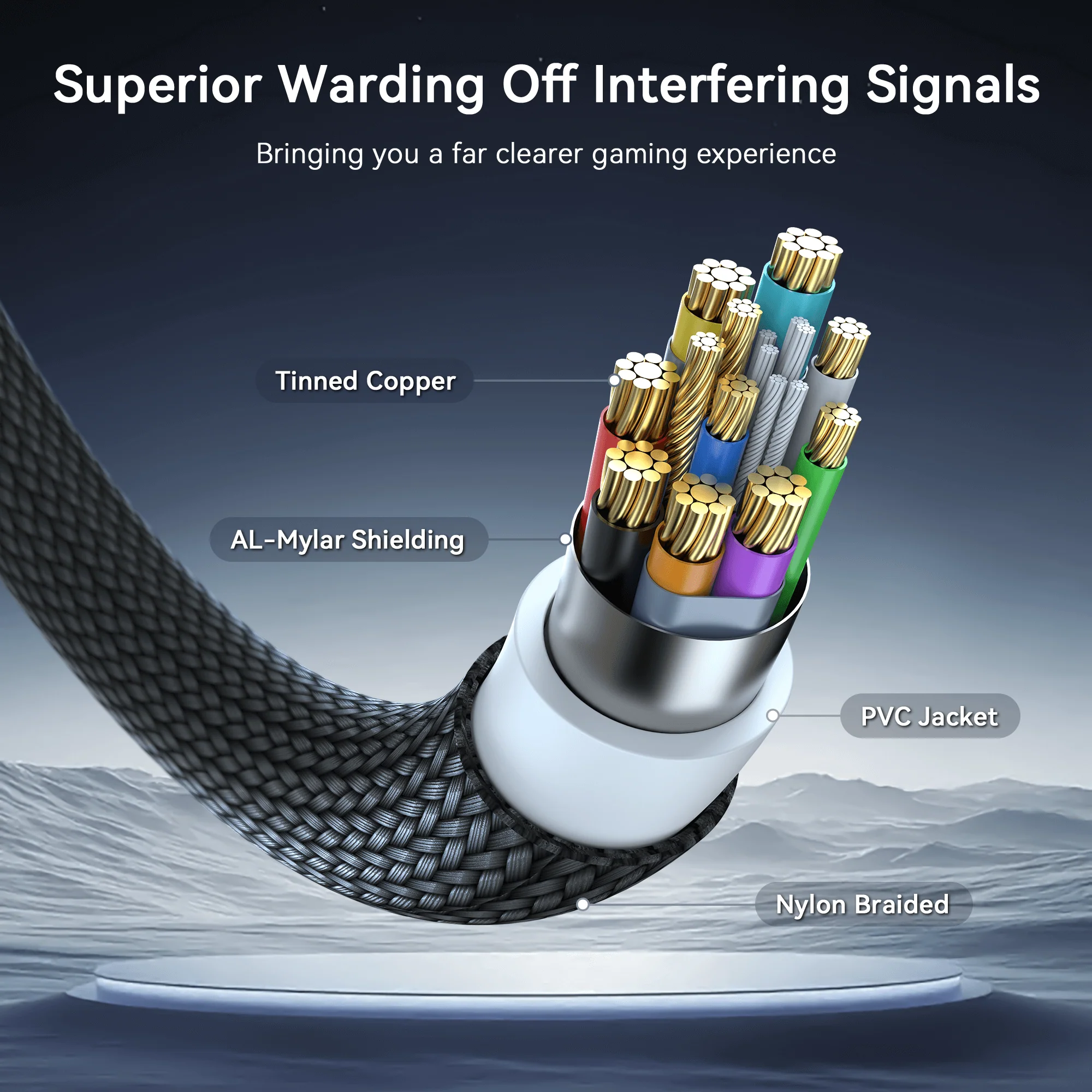 Braided Link Cable with Charging Support & Adapter - Image 5