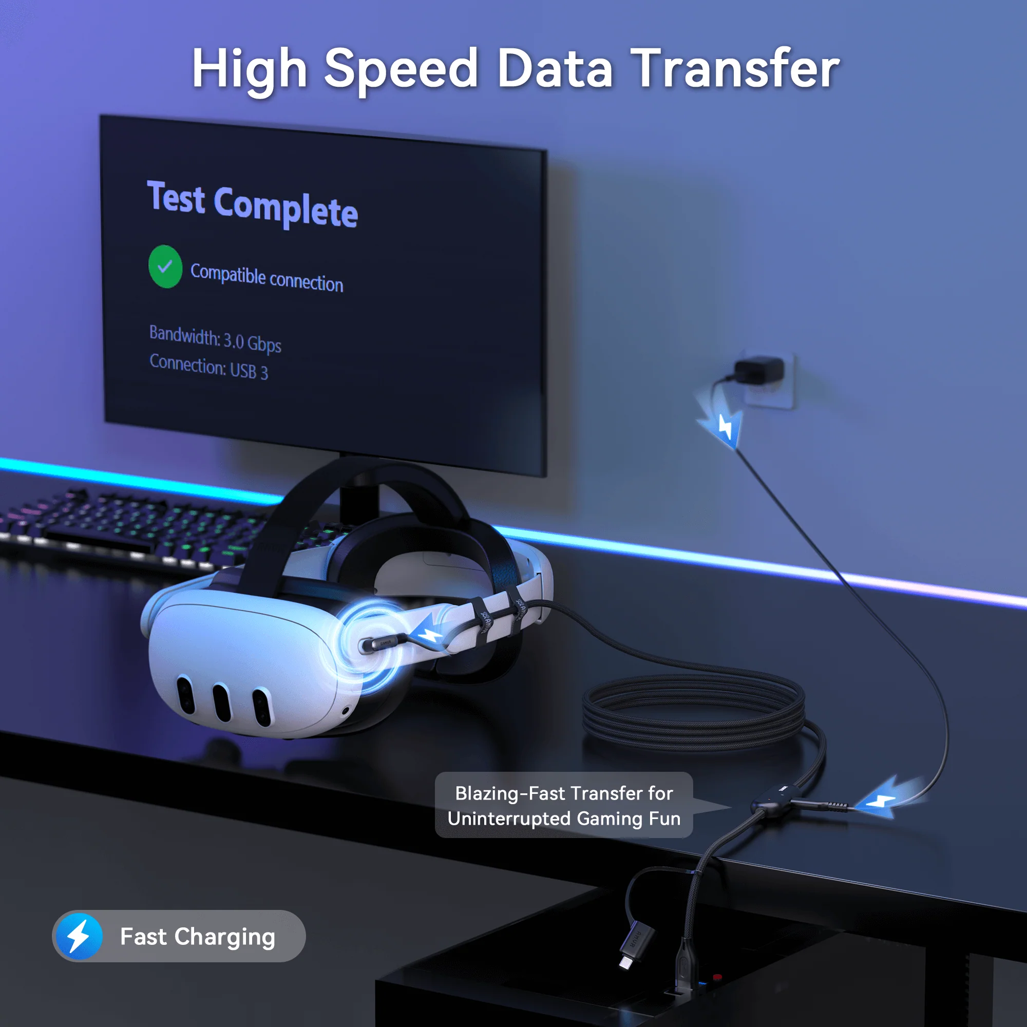 Braided Link Cable with Charging Support & Adapter - Image 6