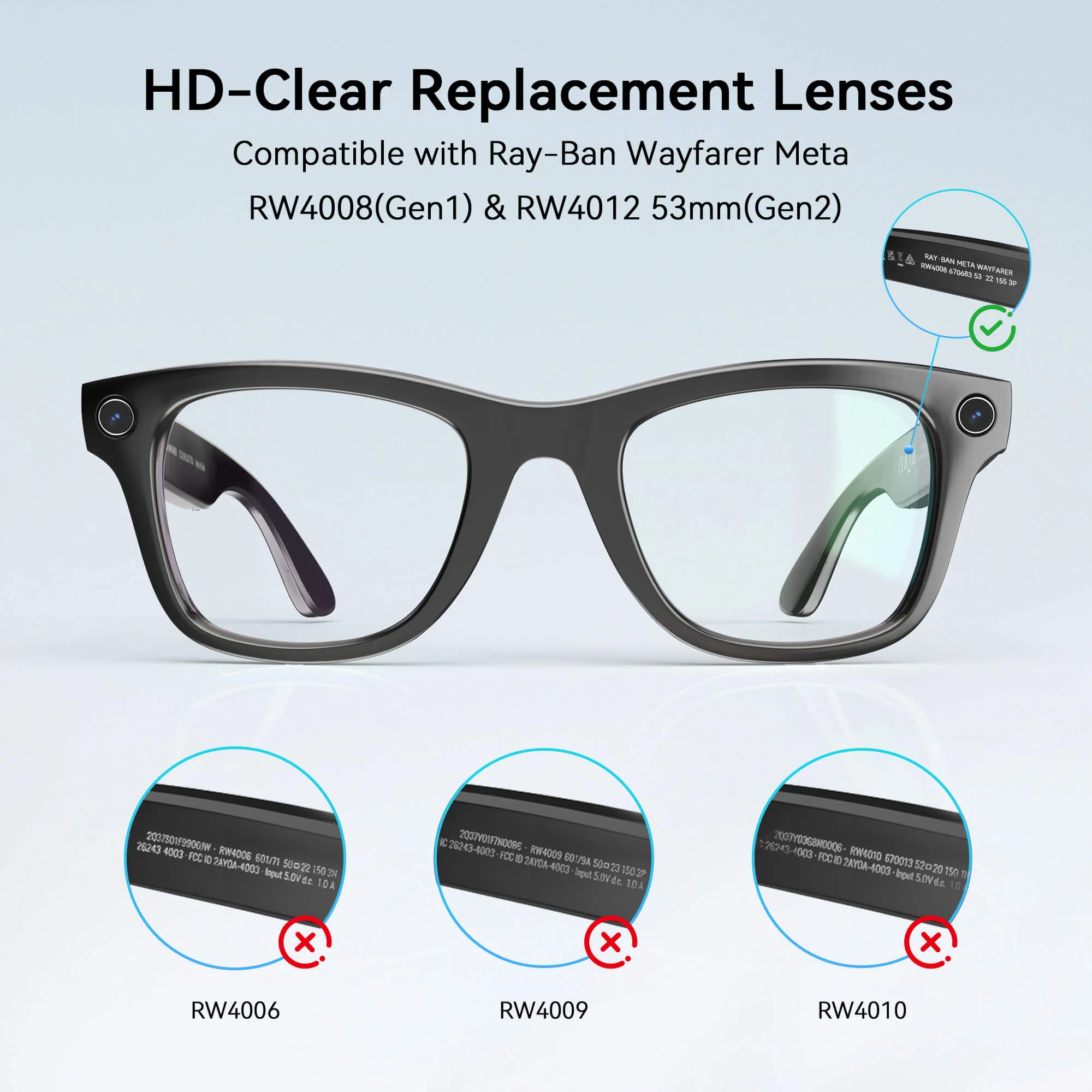 MG1 Replacement Lenses Compatible with Ray-Ban Meta Wayfarer - Image 10
