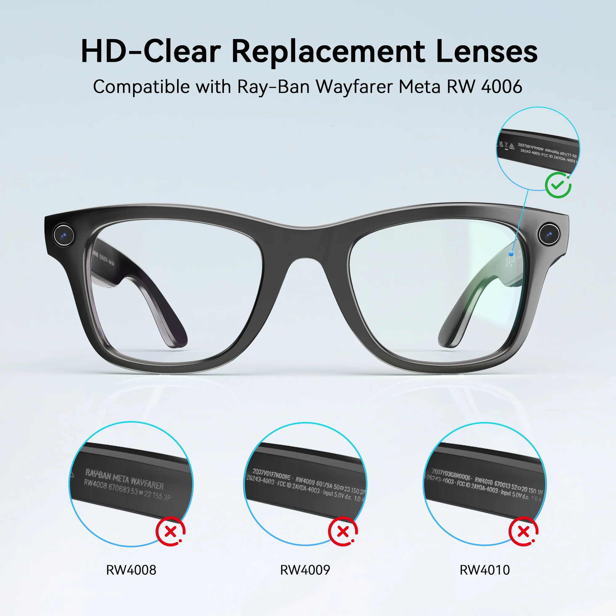 MG1 Replacement Lenses Compatible with Ray-Ban Meta Wayfarer - Image 15