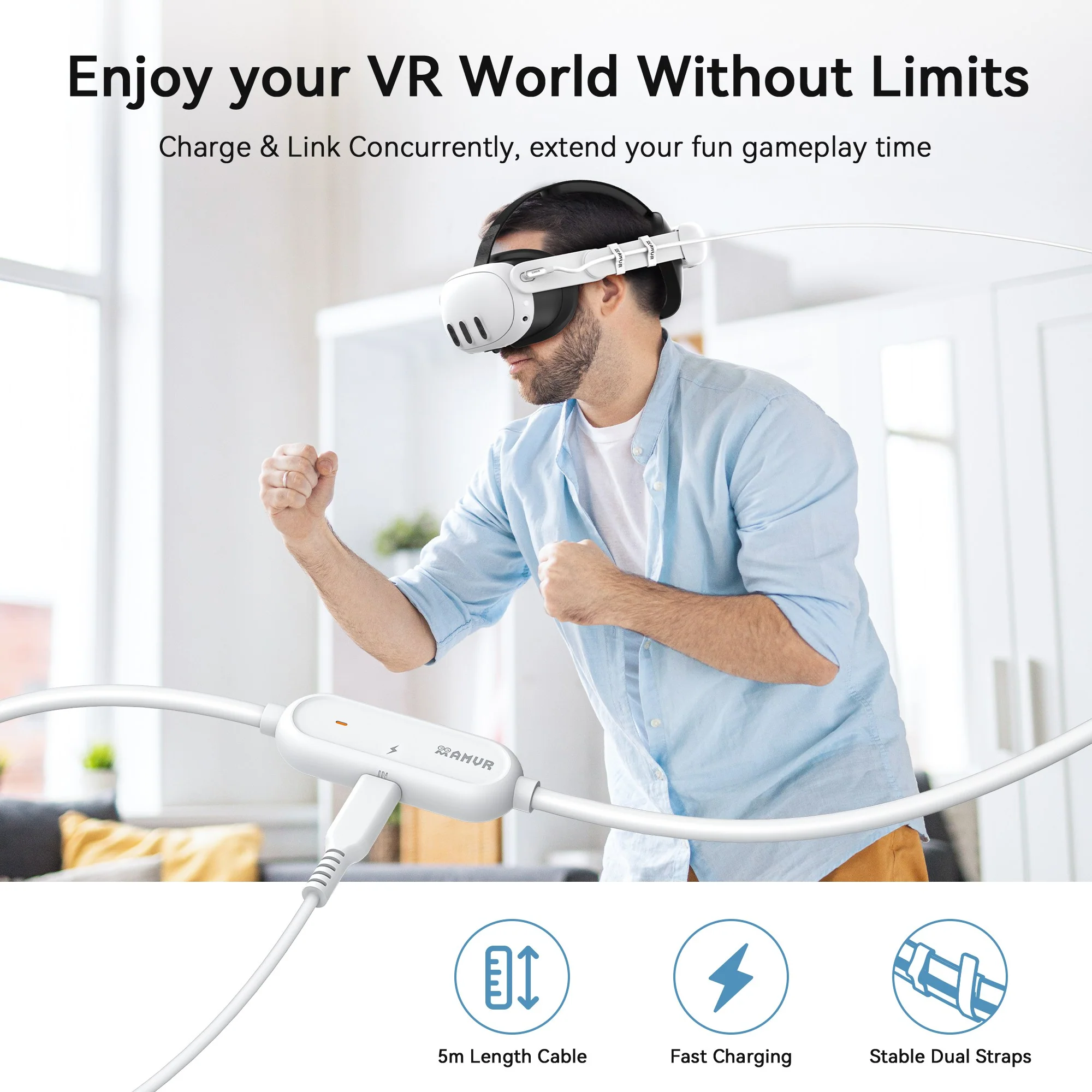 Upgraded VR Link Cable with Separate Charging Port - Image 8